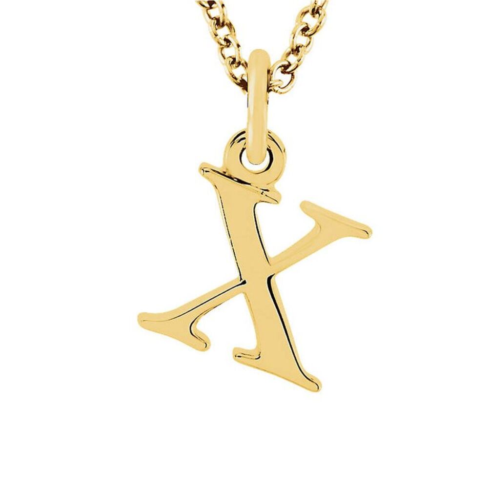 The Abbey Lower Case Initial 'x' Necklace in 14k Yellow Gold, 16 Inch